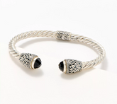 Artisan Crafted by Robert Manse Sterling & 18K Black Spinel Cuff, 8"